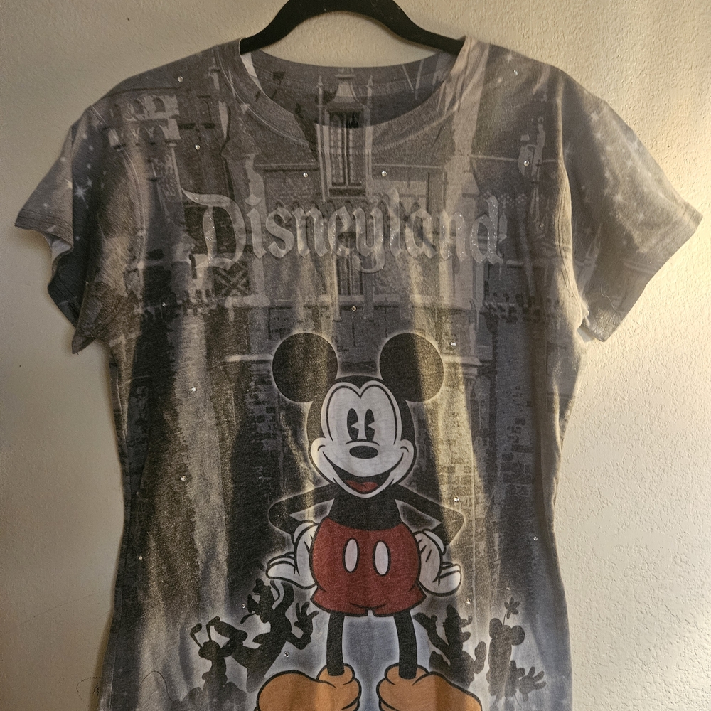 Disney Mickey Mouse Gray Tee with Red and Orange Accents